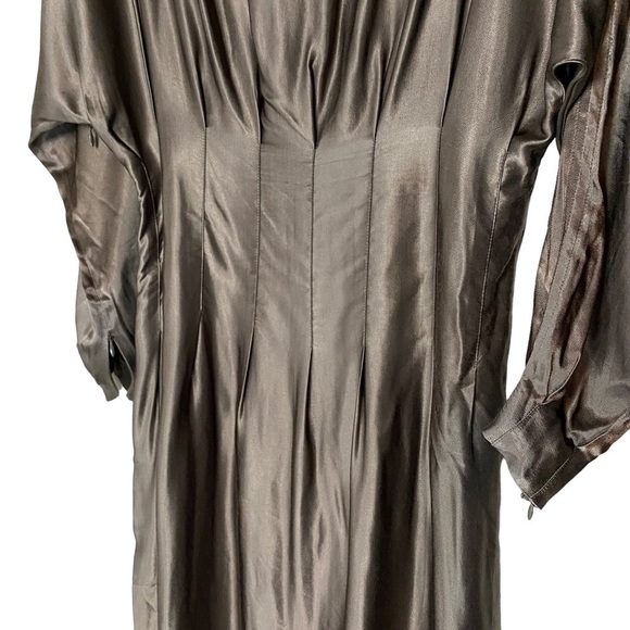 All Saints Ela Dress Metallic Asymmetrical Grey US 8 - Picture 9 of 11